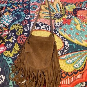 Crossbody faux suede purse